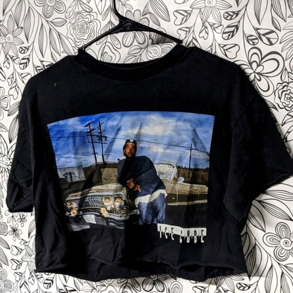 Ice cube Classic Vintage 90s Style Urban Graphic Retro Crop T-shirt Size Medium